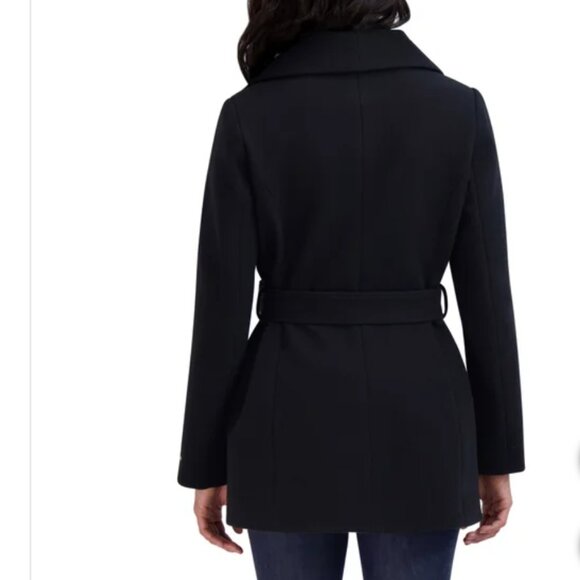 Tahari Ladies' Faux Wool Wrap Coat Black - Picture 4 of 5